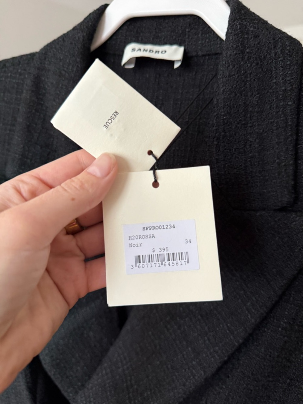 NWT Sandro Black Double-Breasted Tweed Mini Dress - Picture 6 of 8